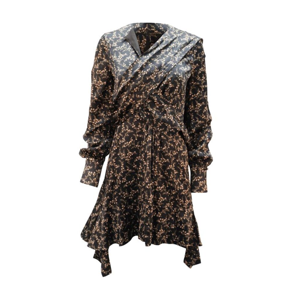 Jonathan Simkhai Floral Print Dress in Black Silk